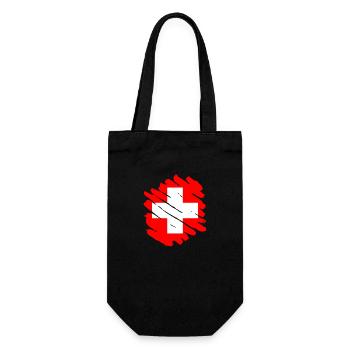 Switzerland Flag Vintage Cross Used Look Swiss - Gift Bag for Bottles - black - Front