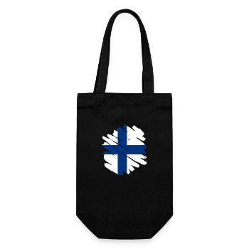 Finnland Flagge Suomi Finnische Fahne Used Look - Geschenkbeutel für Flaschen - Schwarz - Vorne