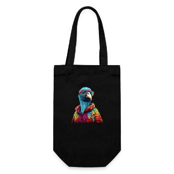 Truthahn mit Sonnenbrille Bunt Coole Vögel Vogel - Geschenkbeutel für Flaschen - Schwarz - Vorne