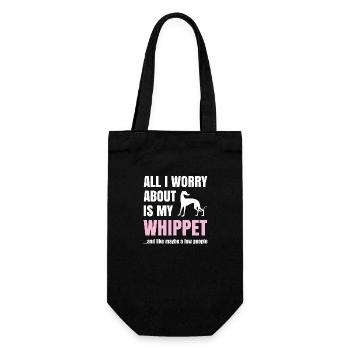 Whippet Spruch All I Worry About Is My Whippet - Geschenkbeutel für Flaschen - Schwarz - Vorne