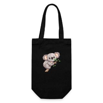 glücklicher Koalabär Koala auf Bambus - Geschenkbeutel für Flaschen - Schwarz - Vorne
