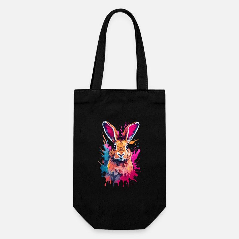 Rabbit Cool Rabbit Hare In Colorful and Cool Design - Gift Bag for Bottles - black
