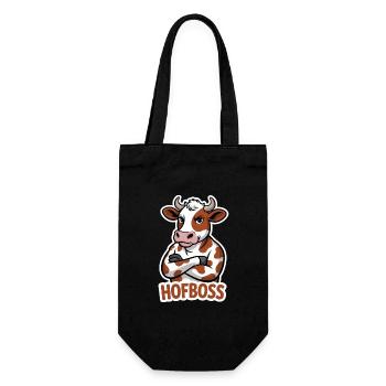 Hofboss Kuh Arrogante Bosskuh - Geschenkbeutel für Flaschen - Schwarz - Vorne
