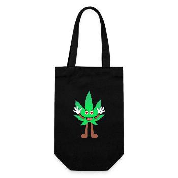 Der Bloom - Weed Cannabis Stoned Hanf Marihuana - Geschenkbeutel für Flaschen - Schwarz - Vorne