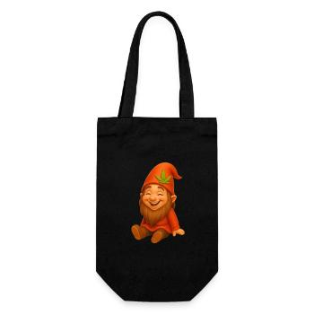 Knuffiger Zwerg goldig lachend - Geschenkbeutel für Flaschen - Schwarz - Vorne