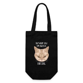 Grumpy Cat - Bevor du fragst_Nein (Katze) - Geschenkbeutel für Flaschen - Schwarz - Vorne