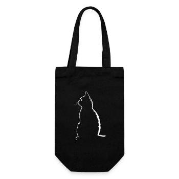 Cat, Cat Motif - Gift Bag for Bottles - black - Front