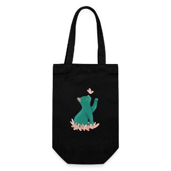 Chaton bleu et papillon rose - Sac à bouteille - noir - Devant
