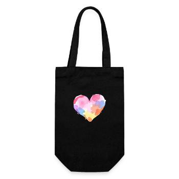 Buntes Aquarell-Herz - Valentinstag - Geschenkbeutel für Flaschen - Schwarz - Vorne