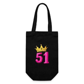 51 Zahl Trikot Krone - Geschenkbeutel für Flaschen - Schwarz - Vorne