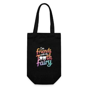 Zahnarzt Zahnarzthelferin Zähne - Geschenkbeutel für Flaschen - Schwarz - Vorne