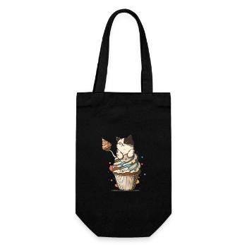 Cupcake Katze - Geschenkbeutel für Flaschen - Schwarz - Vorne