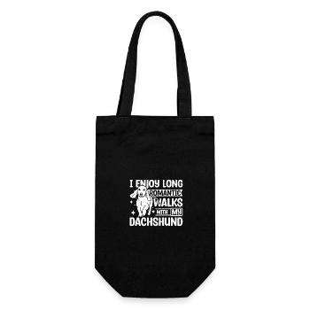 I enjoy long romantic walks with my dachshund - Gift Bag for Bottles - black - Front