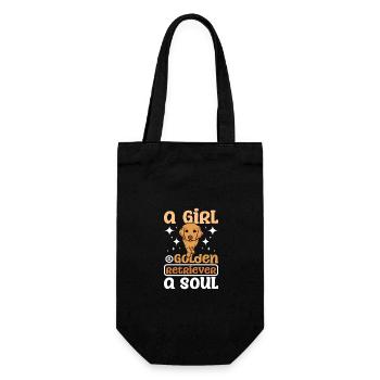 A girl a golden retriever a soul - Geschenkbeutel für Flaschen - Schwarz - Vorne