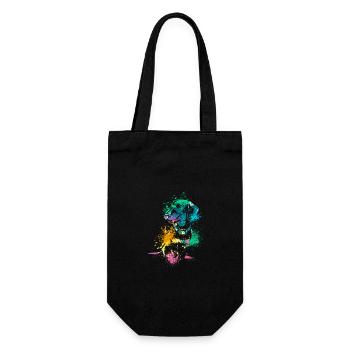 colorful splash art dog lover Dackel - Geschenkbeutel für Flaschen - Schwarz - Vorne
