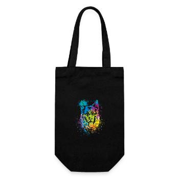 colorful splash art dog lover German shepherd - Geschenkbeutel für Flaschen - Schwarz - Vorne