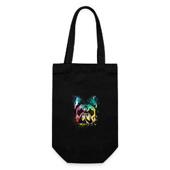 colorful splash art dog lover French bulldog - Geschenkbeutel für Flaschen - Schwarz - Vorne
