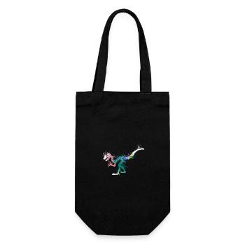 Splash art Dinosaur velociraptor skeleton - Geschenkbeutel für Flaschen - Schwarz - Vorne