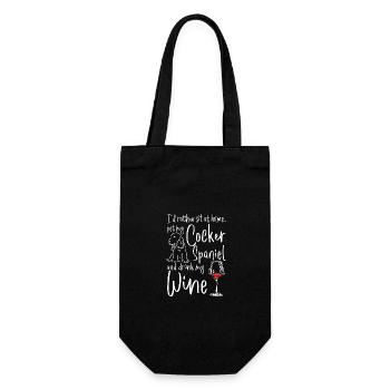 Pet my cocker spaniel and drink wine - Geschenkbeutel für Flaschen - Schwarz - Vorne