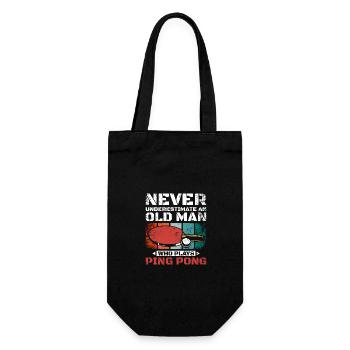 Never underestimate an old man who plays ping pong - Geschenkbeutel für Flaschen - Schwarz - Vorne