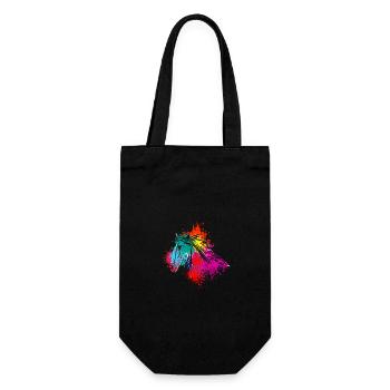 Colorful Splash Art Farm animaux Tête de cheval - Sac à bouteille - noir - Devant