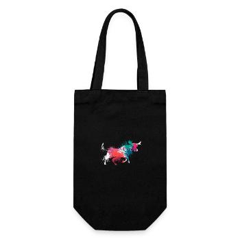 Colorful Splash Art Farm animals bull ox - Geschenkbeutel für Flaschen - Schwarz - Vorne