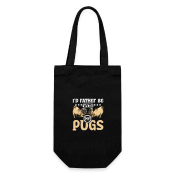 I'd rather be with my pugs - Geschenkbeutel für Flaschen - Schwarz - Vorne