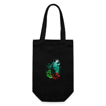 Splash Art Heulender Wolf - Geschenkbeutel für Flaschen - Schwarz - Vorne