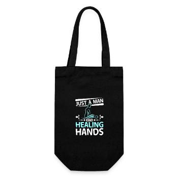 Just a man with healing hands Massage therapist - Gift Bag for Bottles - black - Front