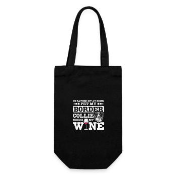 Pet my border collie and drink my wine - Gift Bag for Bottles - black - Front