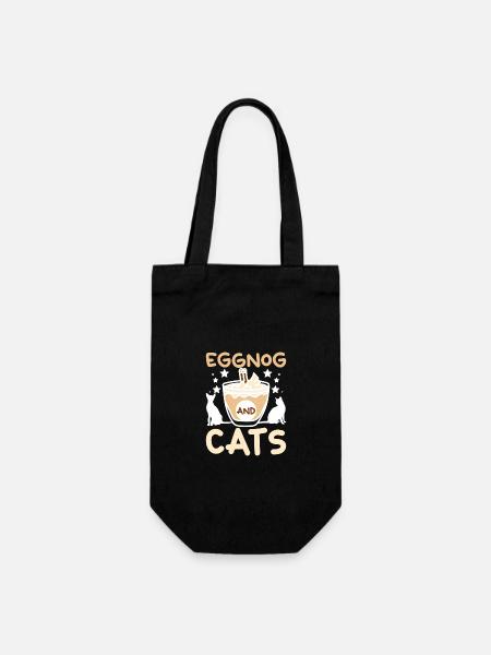 Cat Owner Christmas Lover, Eggnot and cats - Geschenkbeutel für Flaschen - Schwarz