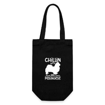 Chillin with my best friend pekingese - Gift Bag for Bottles - black - Front