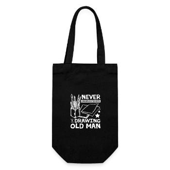 Never underestimate a drawing old man - Gift Bag for Bottles - black - Front