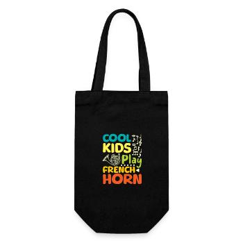 Musician children, cool kids play french horn - Gift Bag for Bottles - black - Front