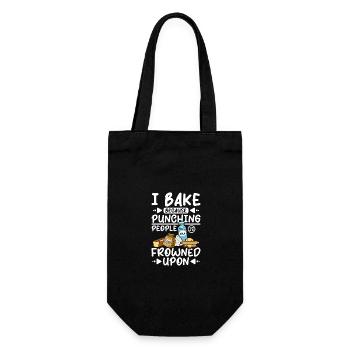 I bake because punching people is frowned upon - Geschenkbeutel für Flaschen - Schwarz - Vorne