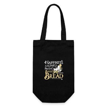 Happiness is the smell of baked bread - Geschenkbeutel für Flaschen - Schwarz - Vorne