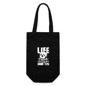 Life is better with a shih tzu - Gift Bag for Bottles - black - Front