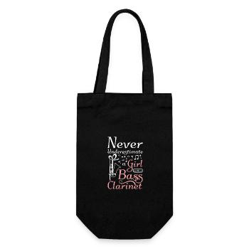 Never underestimate a girl with a bass clarinet - Geschenkbeutel für Flaschen - Schwarz - Vorne