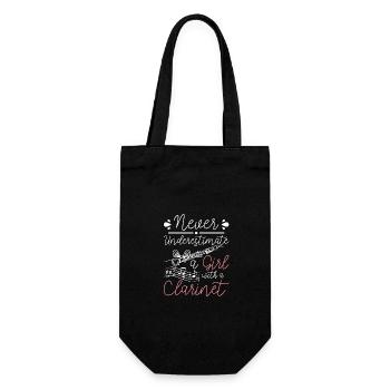 Never underestimate a girl with a clarinet - Geschenkbeutel für Flaschen - Schwarz - Vorne