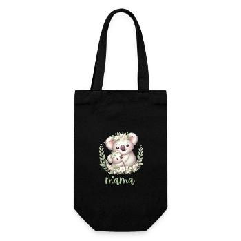Mama Koala Bear Hug I Floral Wreath Mum I Koala - Gift Bag for Bottles - black - Front