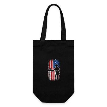 Usa American flag Mail lady - Gift Bag for Bottles - black - Front