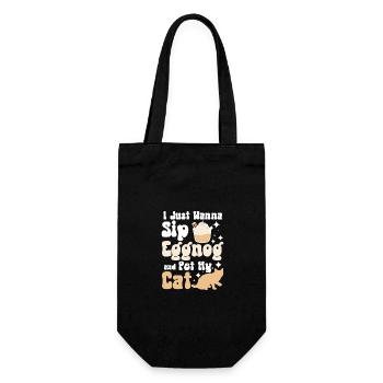 I just wanna sip eggnog and pet my cat - Geschenkbeutel für Flaschen - Schwarz - Vorne