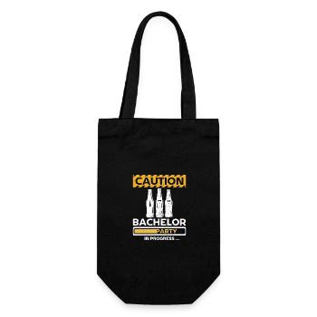 Groomsmen caution bachelor party in progress - Gift Bag for Bottles - black - Front