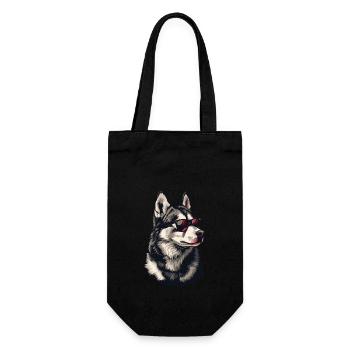 Husky dog with sunglasses - Gift Bag for Bottles - black - Front