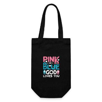 Pink or blue god loves you - Geschenkbeutel für Flaschen - Schwarz - Vorne