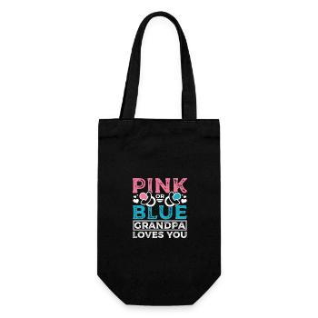 Pink or blue grandpa loves you - Geschenkbeutel für Flaschen - Schwarz - Vorne