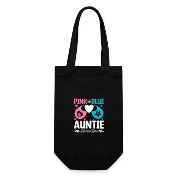 Pink or blue auntie loves you - Geschenkbeutel für Flaschen - Schwarz - Vorne