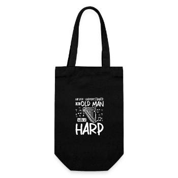 Never underestimate an old man with a harp - Geschenkbeutel für Flaschen - Schwarz - Vorne