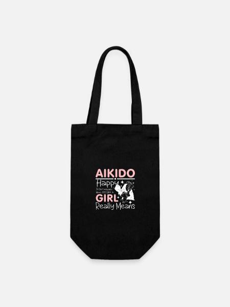 Aikido hit like a girl - Geschenkbeutel für Flaschen - Schwarz