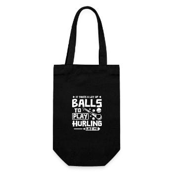 It takes a lot of balls to play hurling like me - Geschenkbeutel für Flaschen - Schwarz - Vorne